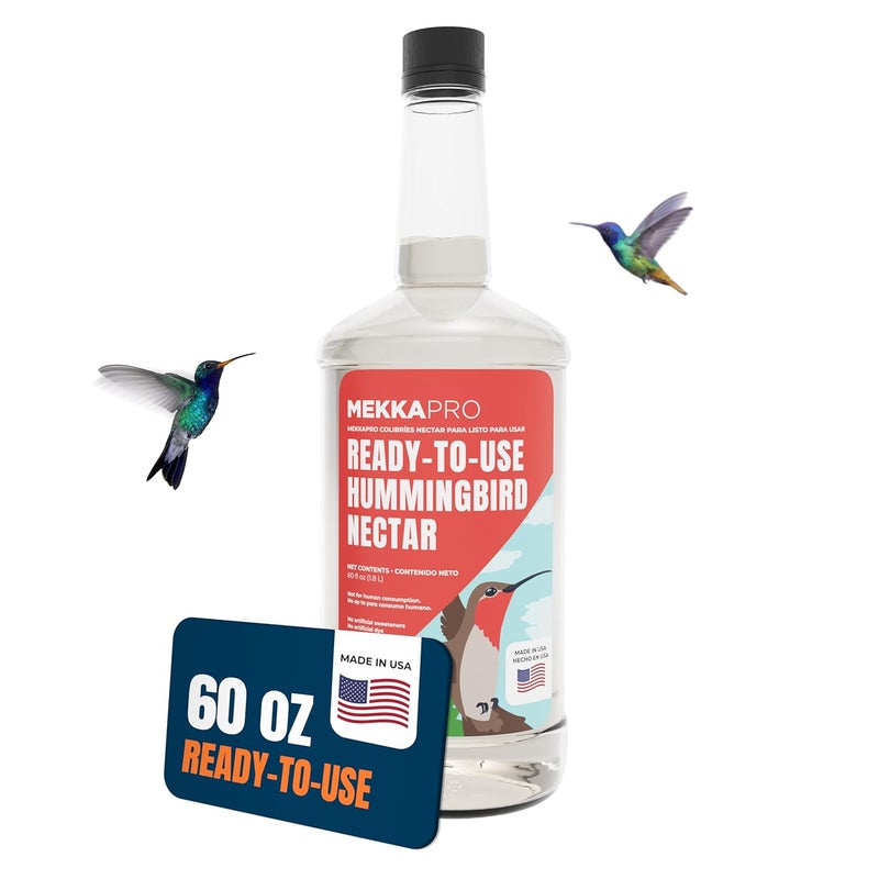 MEKKAPRO Premium Hummingbird Nectar - 60oz - Attract, Delight, and Energize Your Garden with Our Irresistible Sugar-Packed Formula - No Mess, No Fridge Needed - Ready-to-Use Convenience - Image 1